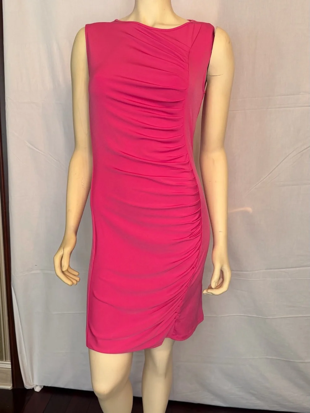 Michael Kors Fuchsia Sleeveless Ruched Sheath Dress